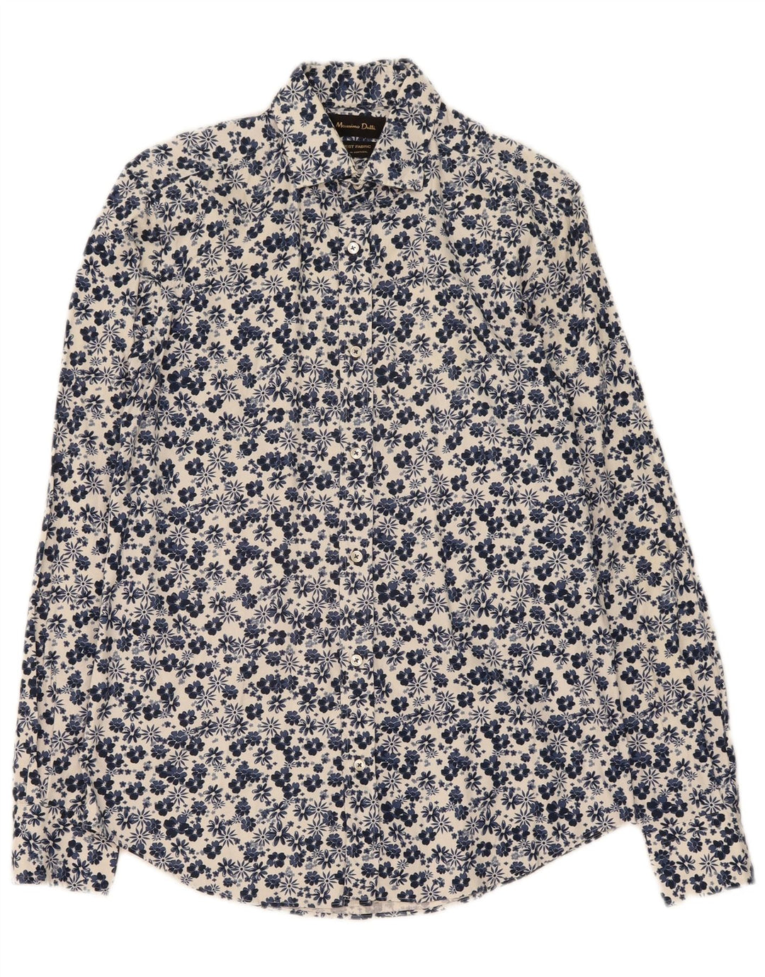 Camisa masculina MASSIMO DUTTI pequena azul floral algodão