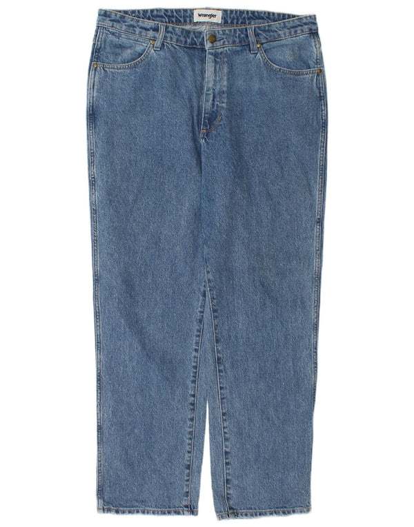 Calça jeans feminina Wrangler Cindy Fit relaxada ajuste reto US 14 XL W38 L30 azul