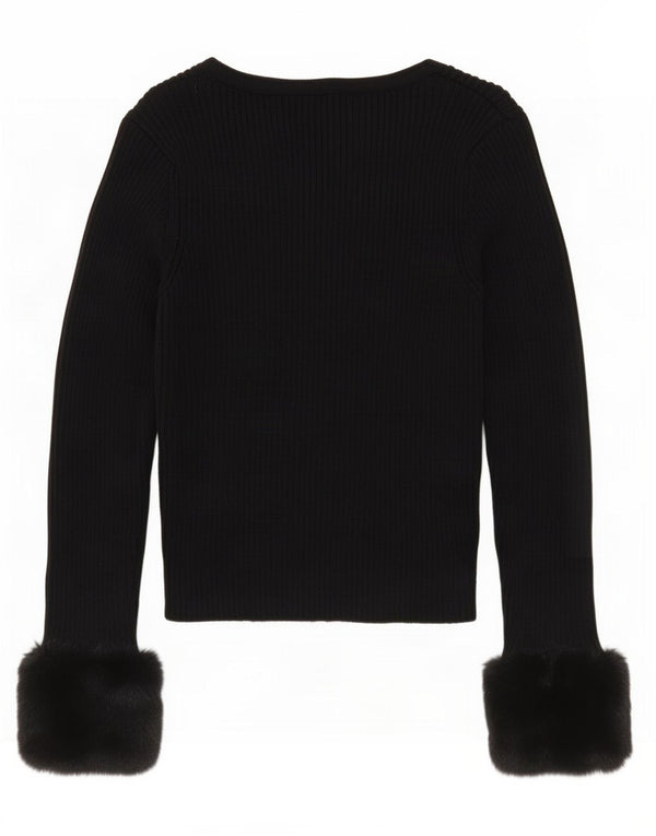 Suéter Zara Feminino Crop Cardigan Reino Unido 12 Médio Preto