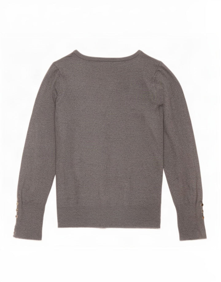 Suéter cardigã feminino Zara Reino Unido 14 grande viscose cinza