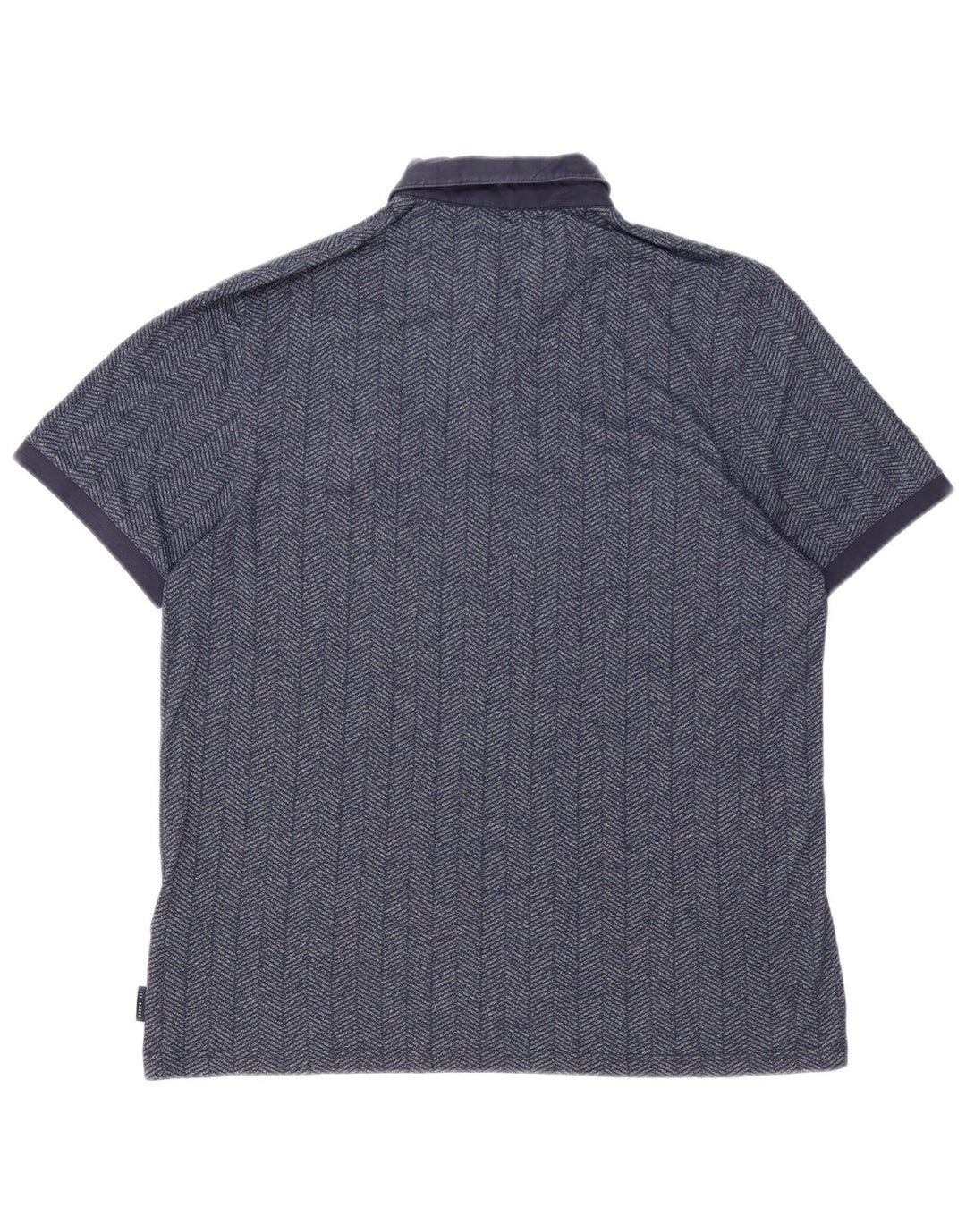 Camisa polo masculina TED BAKER tamanho 6 2XL algodão espinha de peixe azul marinho