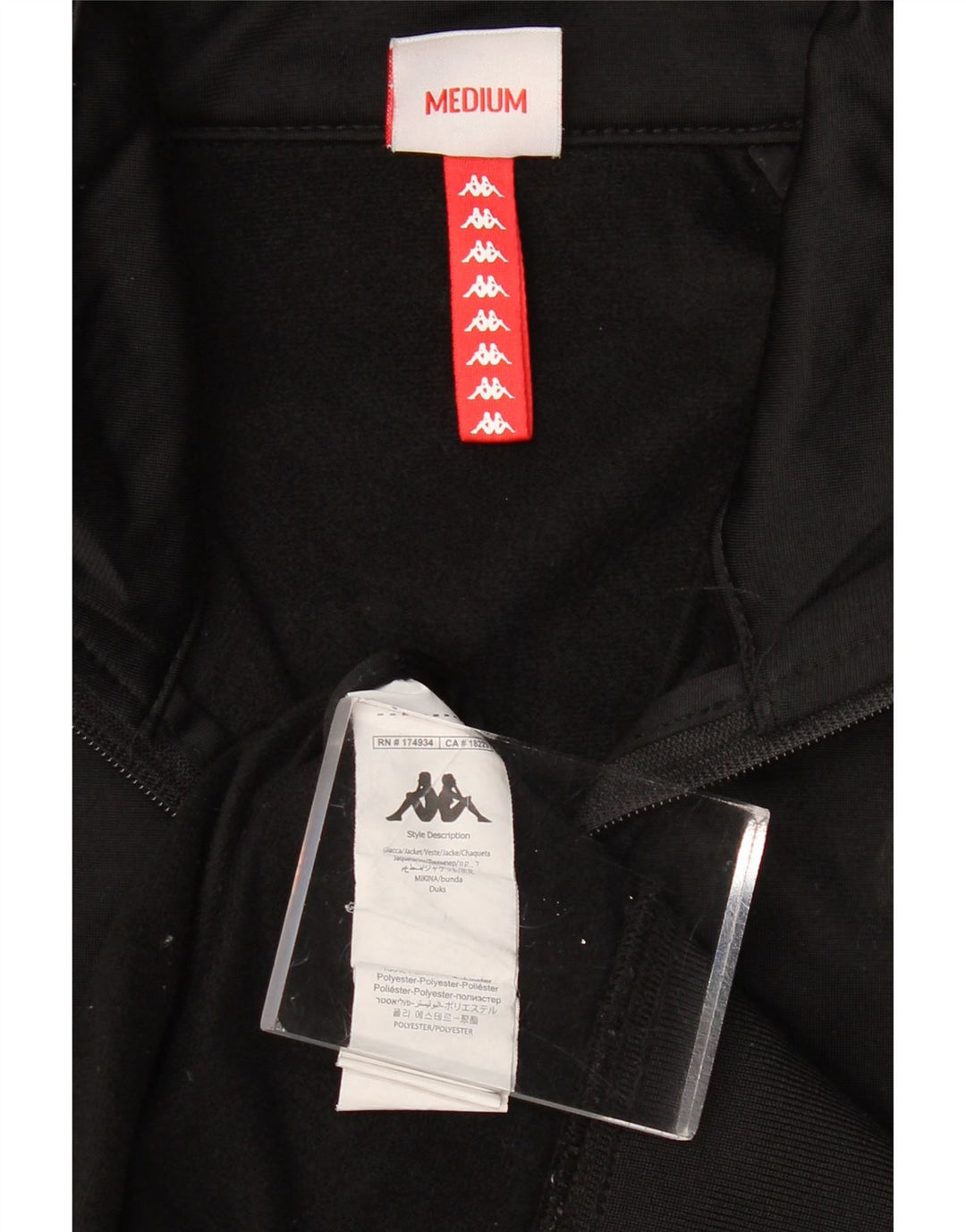 KAPPA Mens Graphic Tracksuit Top Jacket Médio Preto Colorblock Poliéster