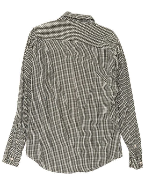 Timberland Mens Slim Fit Camisa Verde Médio Algodão Gingham