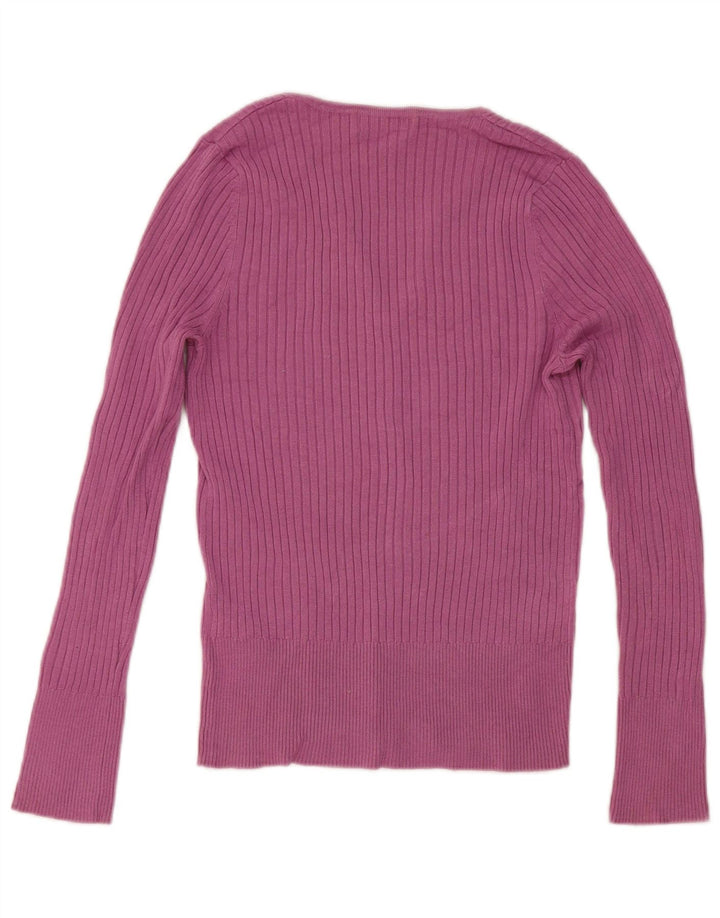 Suéter feminino Marks & Spencer com decote em V Reino Unido 12 viscose rosa médio