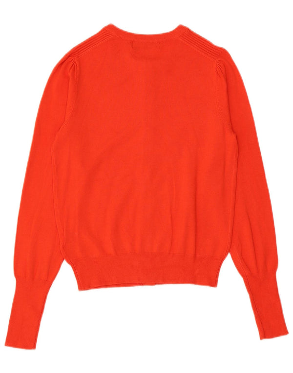 Suéter cardigã feminino Marks & Spencer Reino Unido 8 viscose laranja pequena
