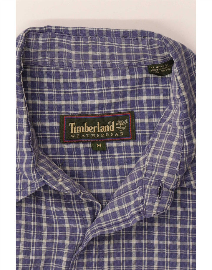 Camisa masculina de manga curta Timberland azul médio xadrez algodão