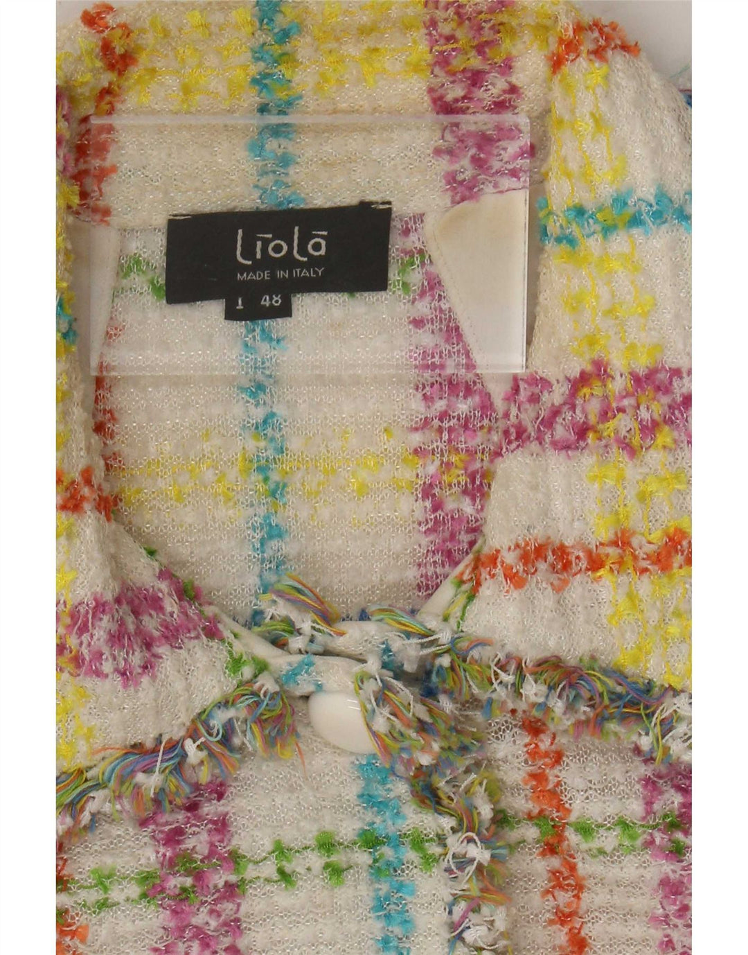 Jaqueta Bolero feminina Liola manga 3/4 IT 48 XL xadrez multicolorido