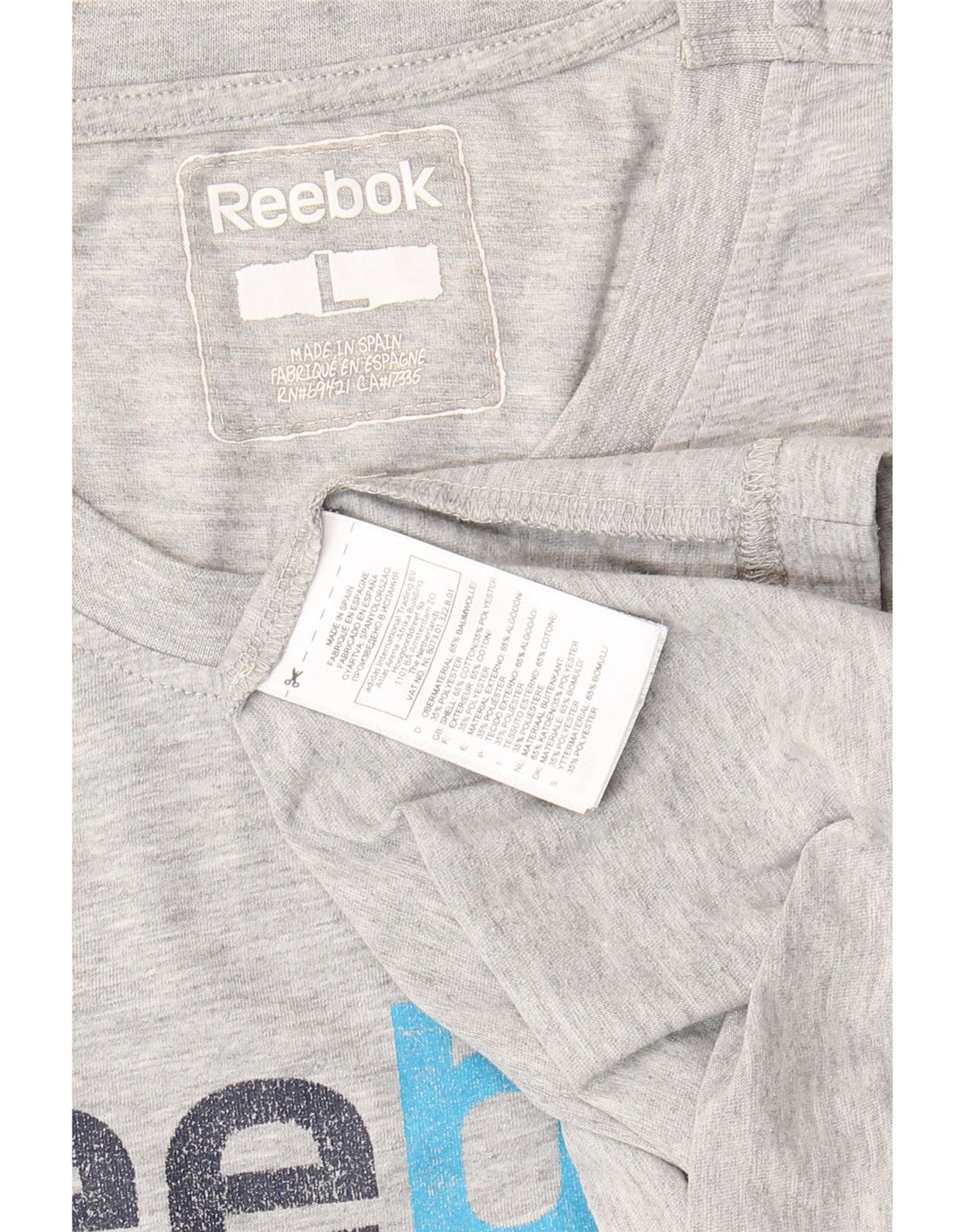 Camiseta gráfica masculina REEBOK grande algodão cinza