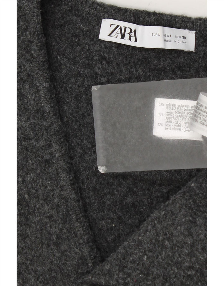 Colete feminino Zara UK 14 grande poliéster cinza