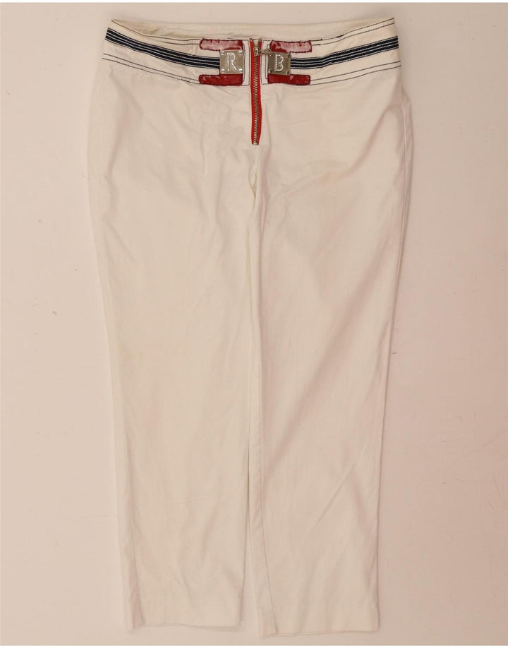 ROCCOBAROCCO Womens Straight Casual Trousers W32 L26 White Cotton Vintage Roccobarocco and Second-Hand Roccobarocco from Messina Hembry 