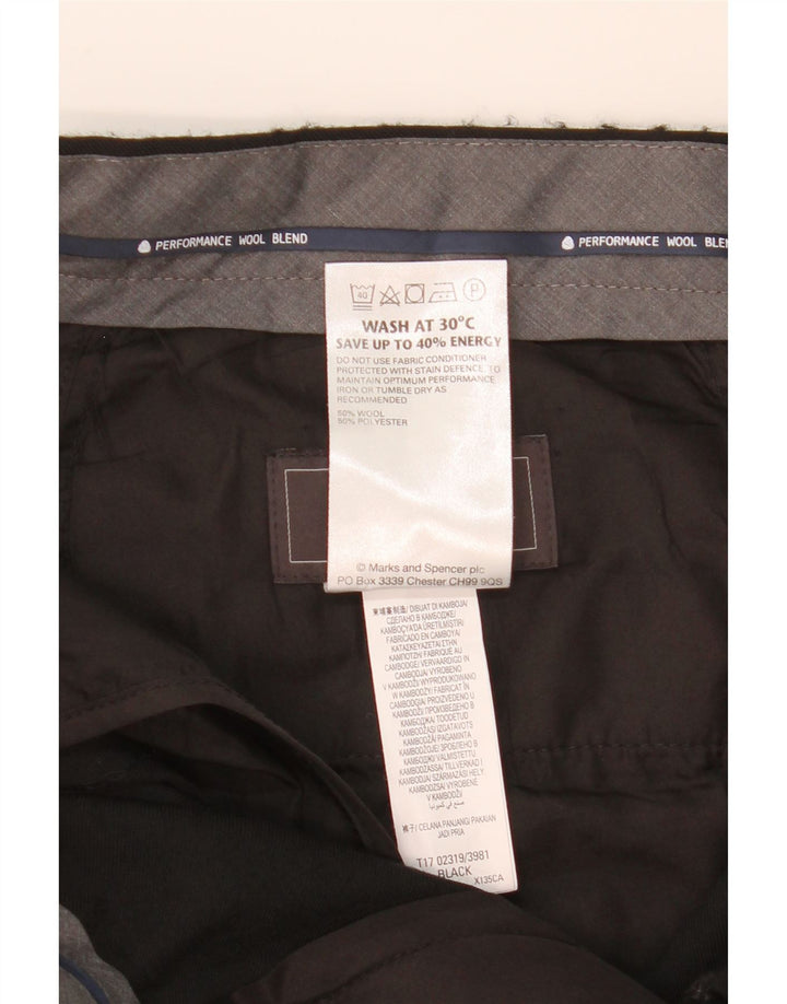 Calça masculina de ajuste regular MARKS & SPENCER W34 L31 lã preta