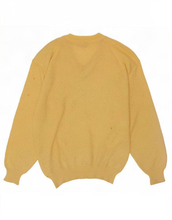 Adler Suéter masculino solto com decote em V IT 50 médio amarelo geométrico