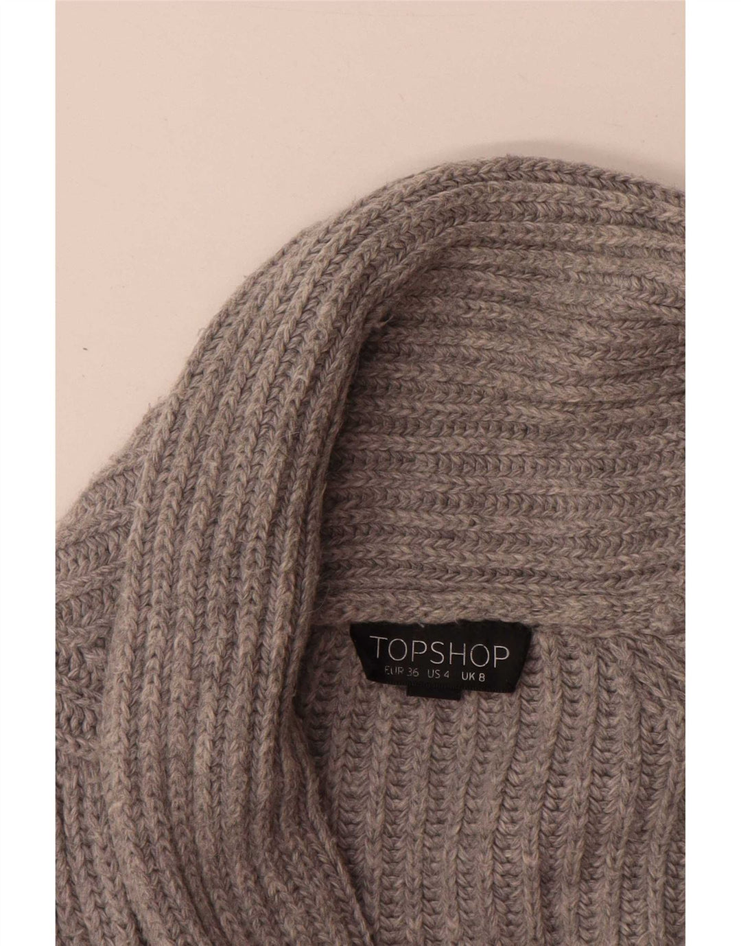 Suéter cardigã feminino superdimensionado Topshop Reino Unido 8 pequeno cinza acrílico