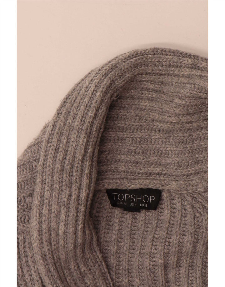 Suéter cardigã feminino superdimensionado Topshop Reino Unido 8 pequeno cinza acrílico