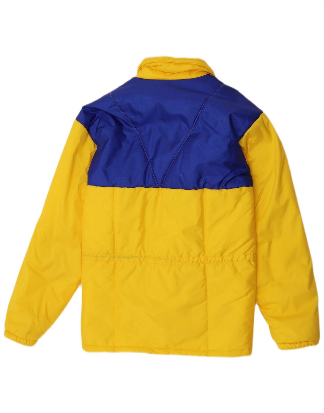 Jaqueta acolchoada com capuz masculina vintage IT 48 poliamida colorblock amarelo médio