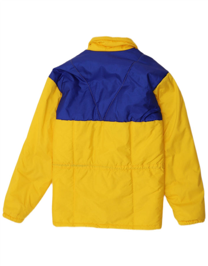 Jaqueta acolchoada com capuz masculina vintage IT 48 poliamida colorblock amarelo médio