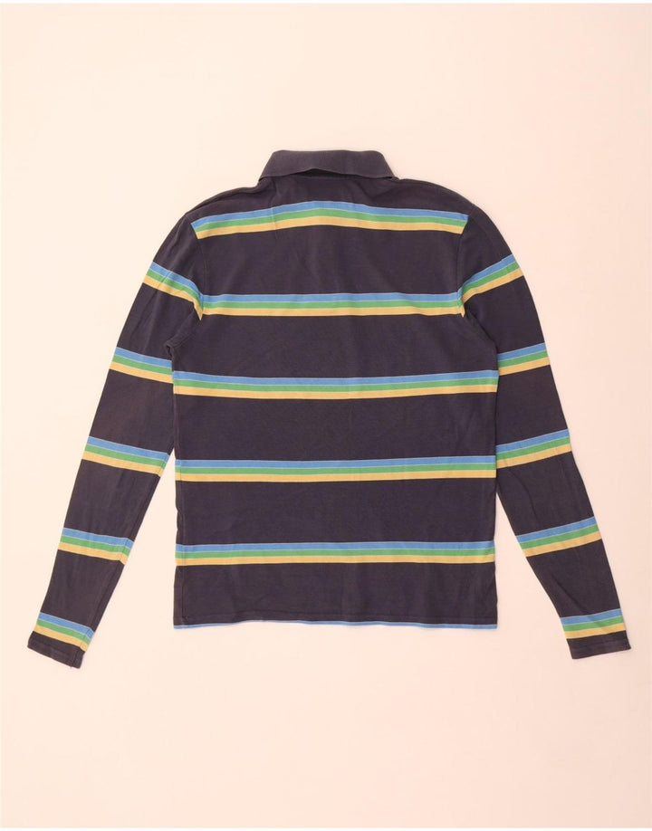 Camisa polo masculina de manga comprida Levi's de algodão listrado azul marinho médio
