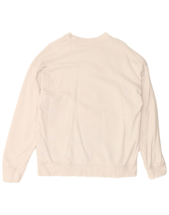 ADIDAS Womens Graphic Sweatshirt Jumper UK 14 Grande Algodão Branco