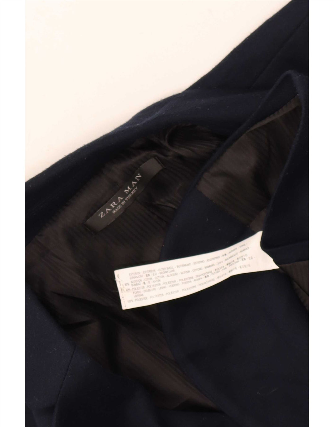 Jaqueta blazer masculina Zara com 2 botões Reino Unido 42 XL azul marinho algodão