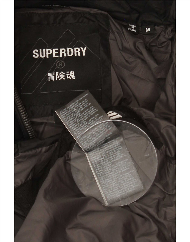 Jaqueta acolchoada com capuz masculina Superdry UK 38 poliéster preto médio