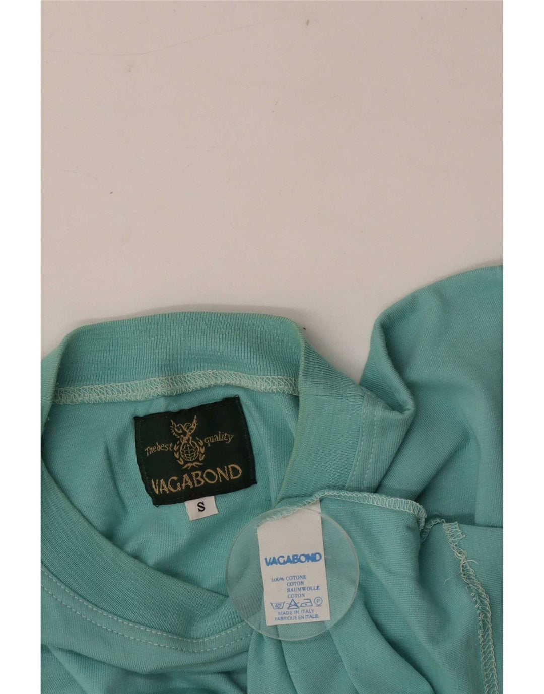 Camiseta masculina Vagabond com estampa gráfica pequena de algodão turquesa