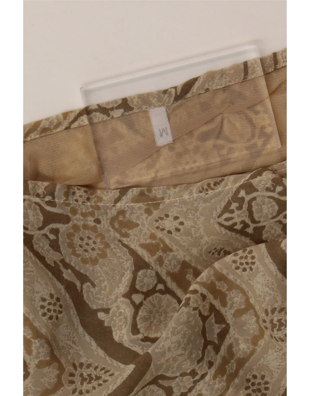 Saia maxi feminina vintage média W28 floral bege
