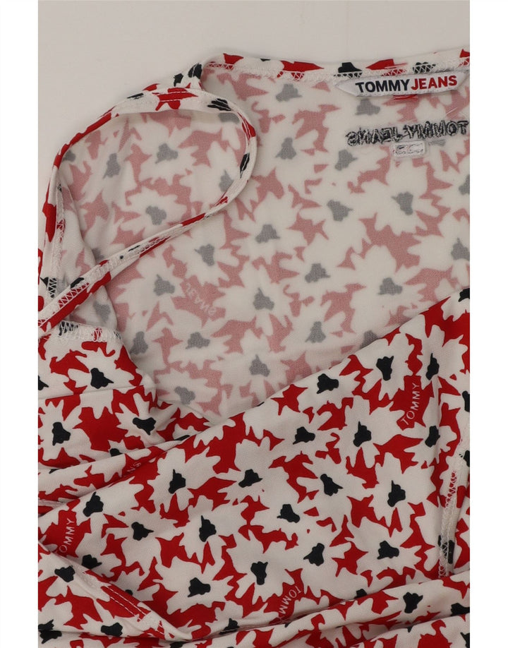 Blusa feminina TOMMY HILFIGER com padrão abstrato Reino Unido 12 vermelho médio