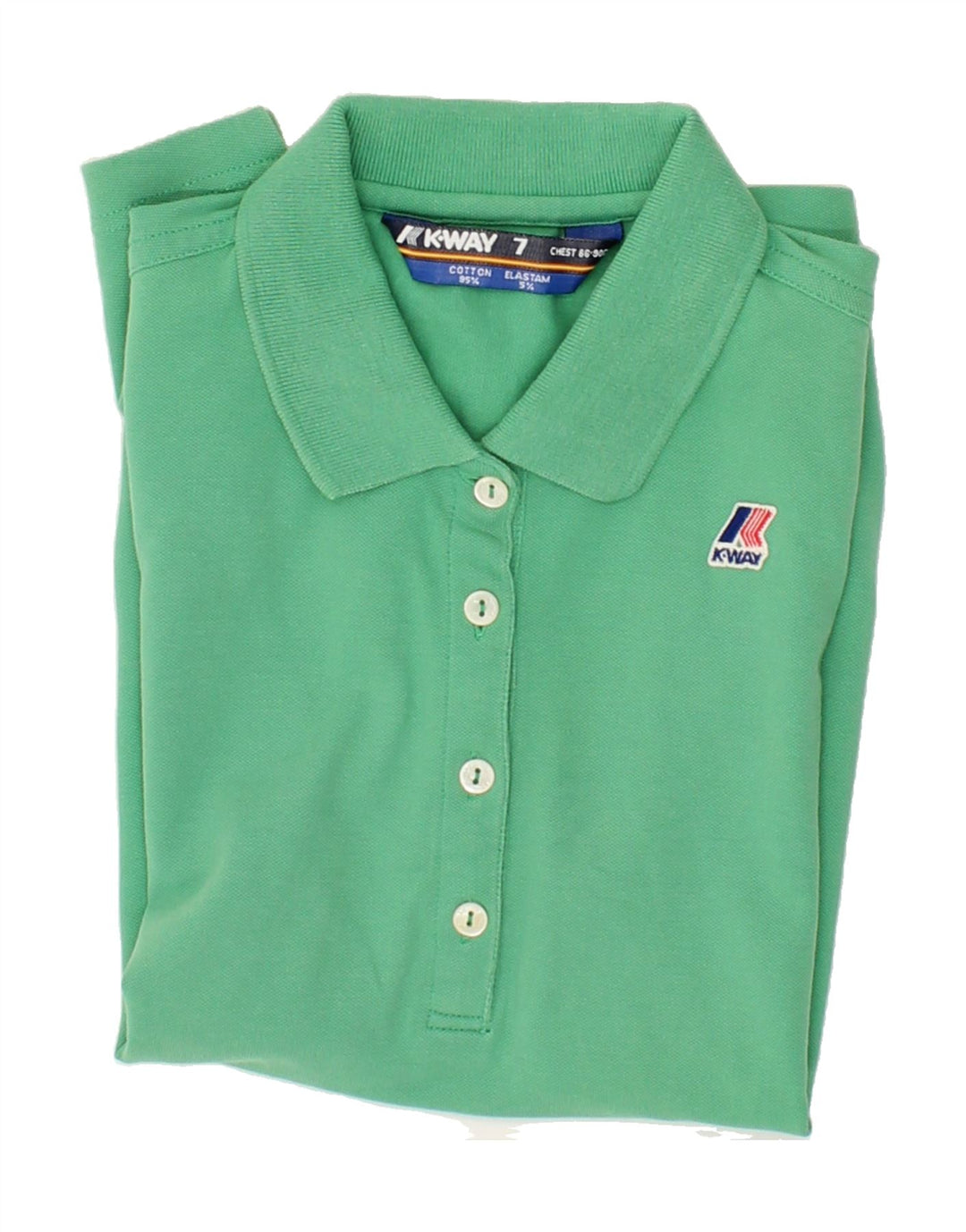 K-WAY Girls Polo Shirt 6-7 Years Green Cotton Vintage K-Way and Second-Hand K-Way from Messina Hembry 