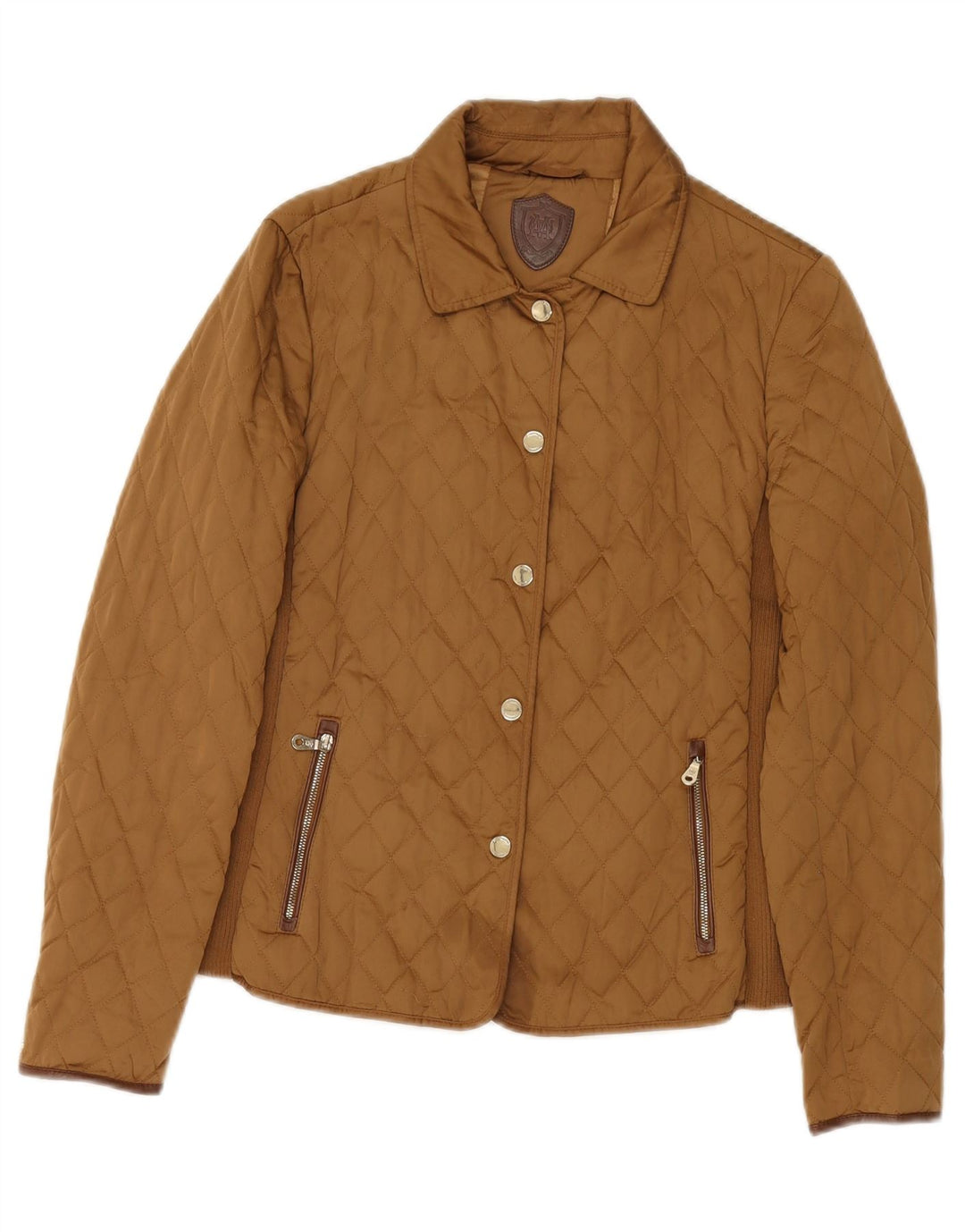 MASSIMO DUTTI Womens Quilted Jacket UK 12 Medium Brown Polyester Vintage Massimo Dutti and Second-Hand Massimo Dutti from Messina Hembry 
