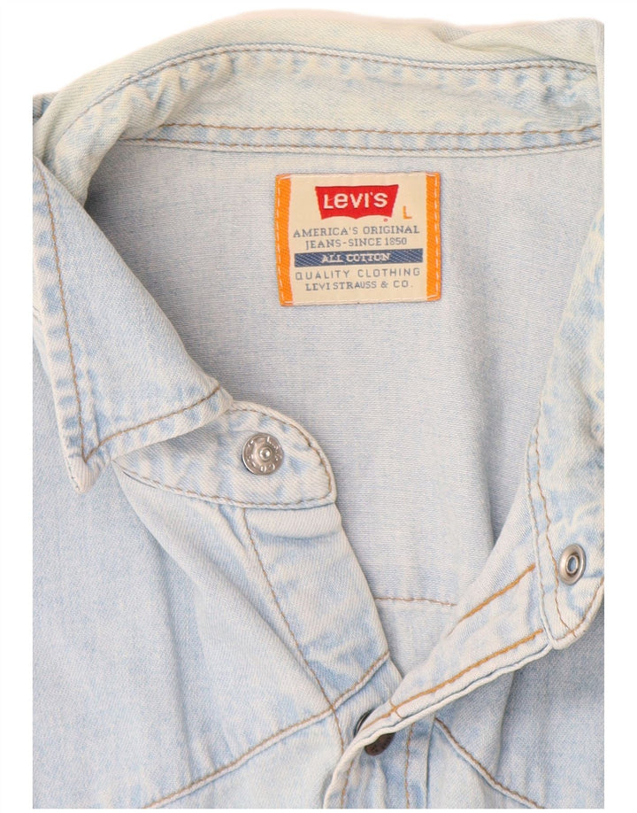 Camisa jeans masculina Levi's grande algodão azul