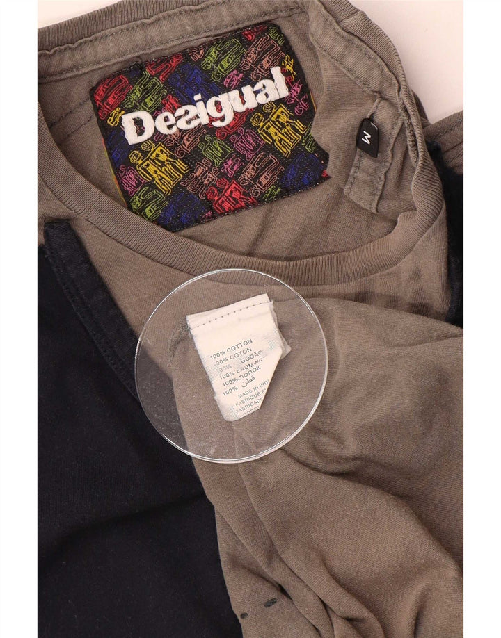 Camiseta masculina Desigual Top cinza médio algodão colorblock