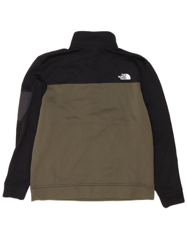 Moletom masculino The North Face com zíper e gola grande bloco colorido cáqui
