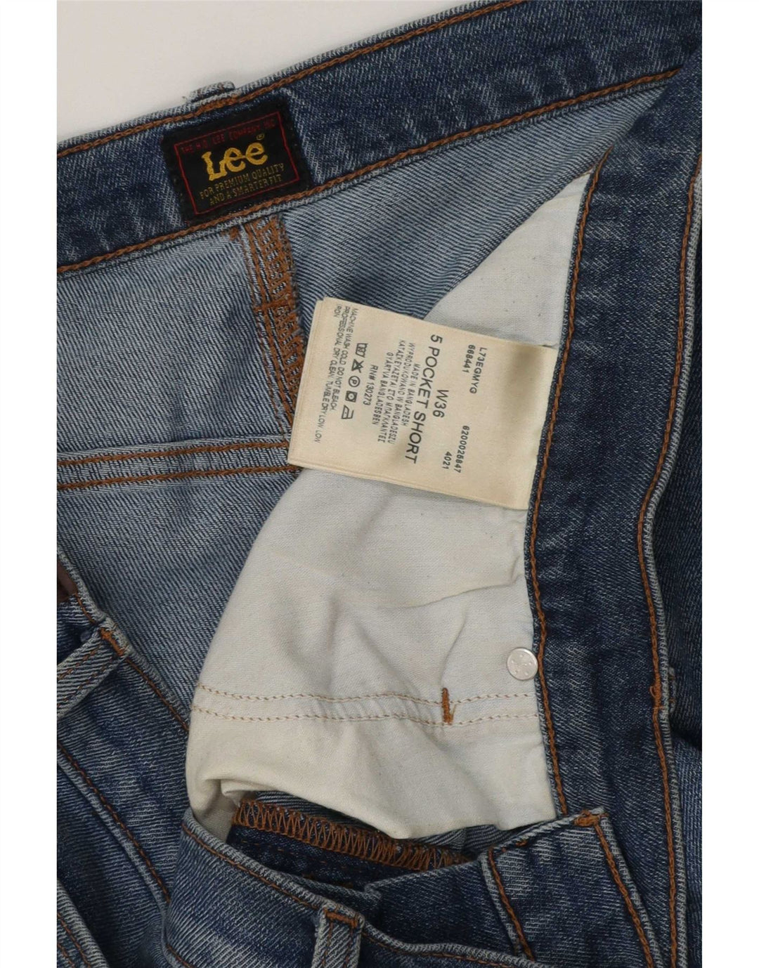 Shorts jeans curtos Lee masculino com 5 bolsos W36 grande algodão azul