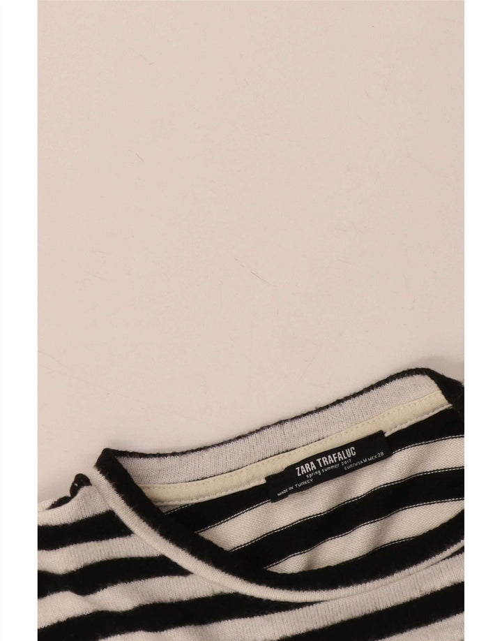 Zara Womens Oversized T-Shirt Top UK 14 Médio Preto Listrado