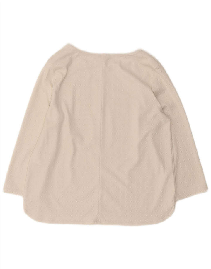 Guess Top feminino oversized manga 3/4 Reino Unido 10 pequeno poliéster geométrico branco