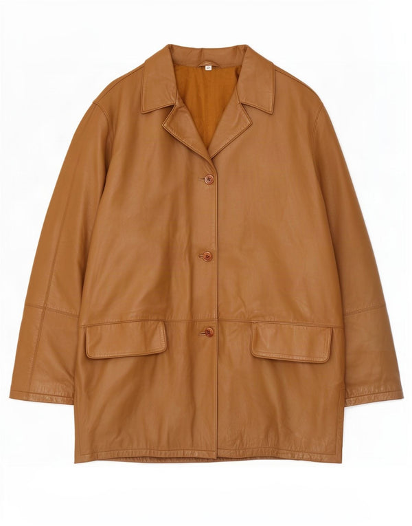 Jaqueta de couro feminina vintage IT 48 XL bege