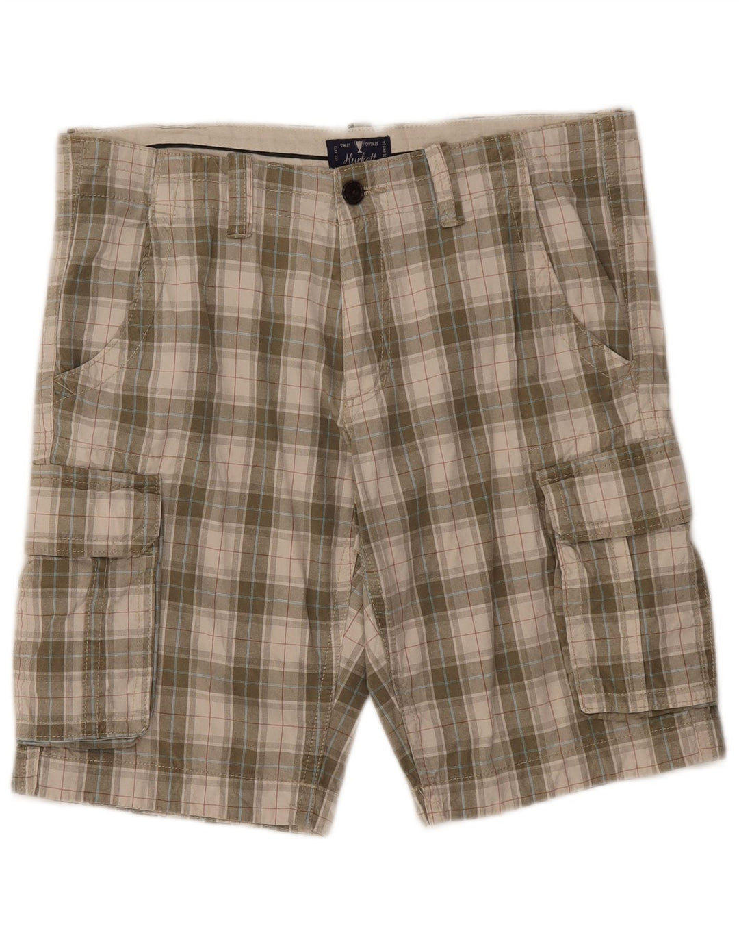 Shorts cargo masculino VINTAGE IT 50 grande W38 verde xadrez