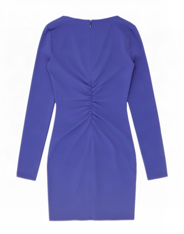 Vestido bodycon feminino Zara manga comprida UK 4 XS azul