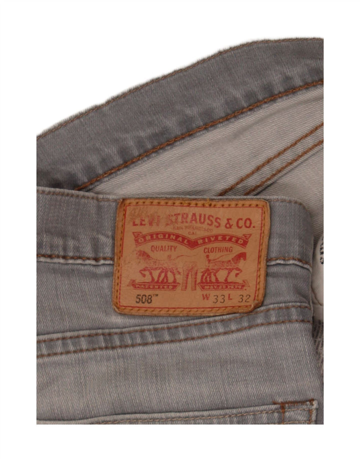 LEVI'S Masculino 508 Distressed Tapered Jeans W33 L32 Algodão Cinza