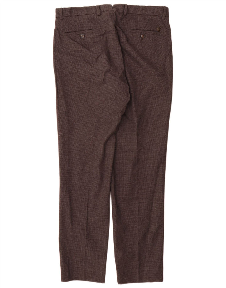 Calça casual masculina Massimo Dutti UE 42 grande W32 L32 cinza Houndstooth