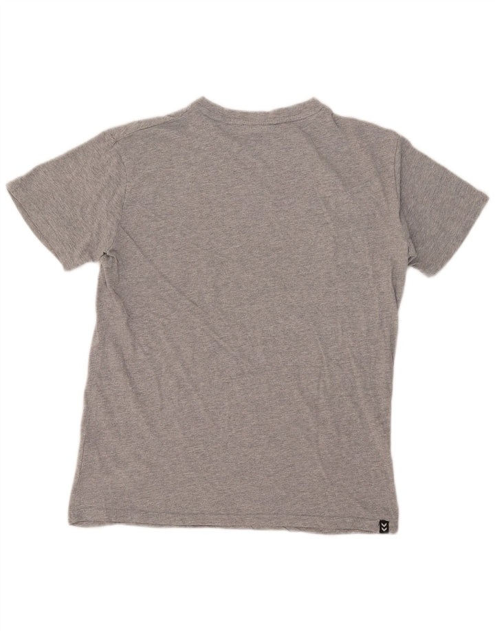 Hummel Camiseta masculina gráfica Top algodão manchado cinza médio