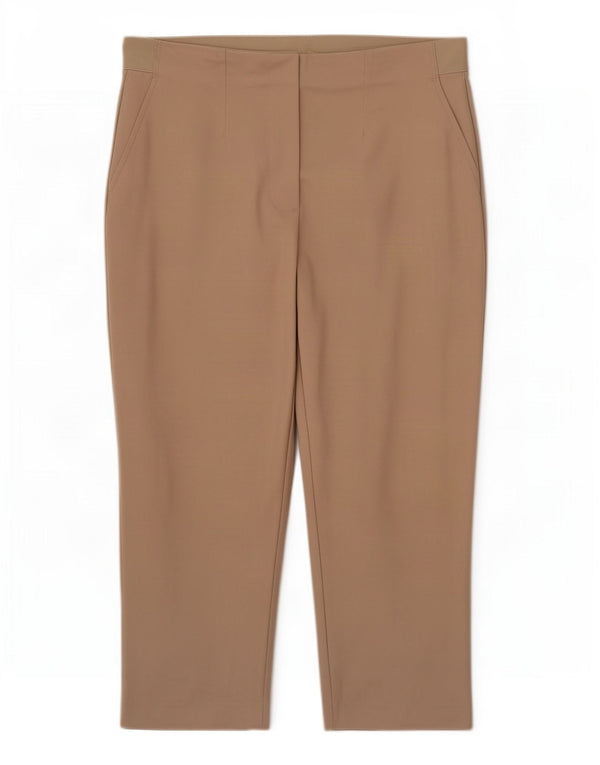 Calça capri feminina Marks & Spencer UK 14 grande W34 L21 algodão bege
