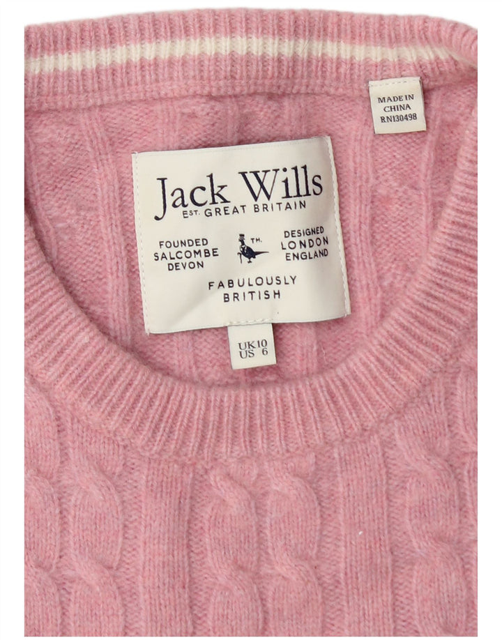 Jack Wills Suéter feminino com gola redonda, Reino Unido 10 pequeno rosa