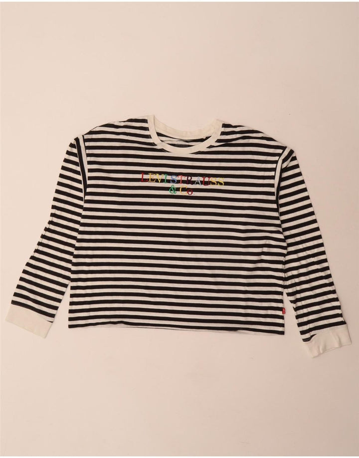 Top cropped feminino Levi's manga comprida UK 10 listrado branco pequeno