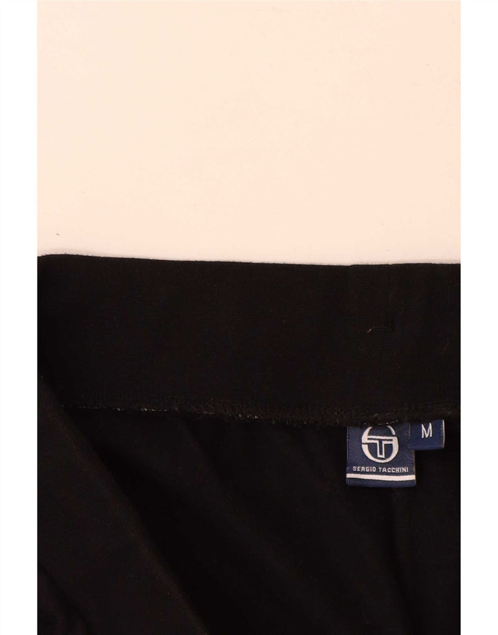 Sergio Tacchini Calça de treino masculina Joggers médio algodão preto