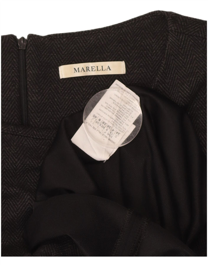 MARELLA Womens Long Sleeve Sheath Dress UK 8 Small Black Herringbone