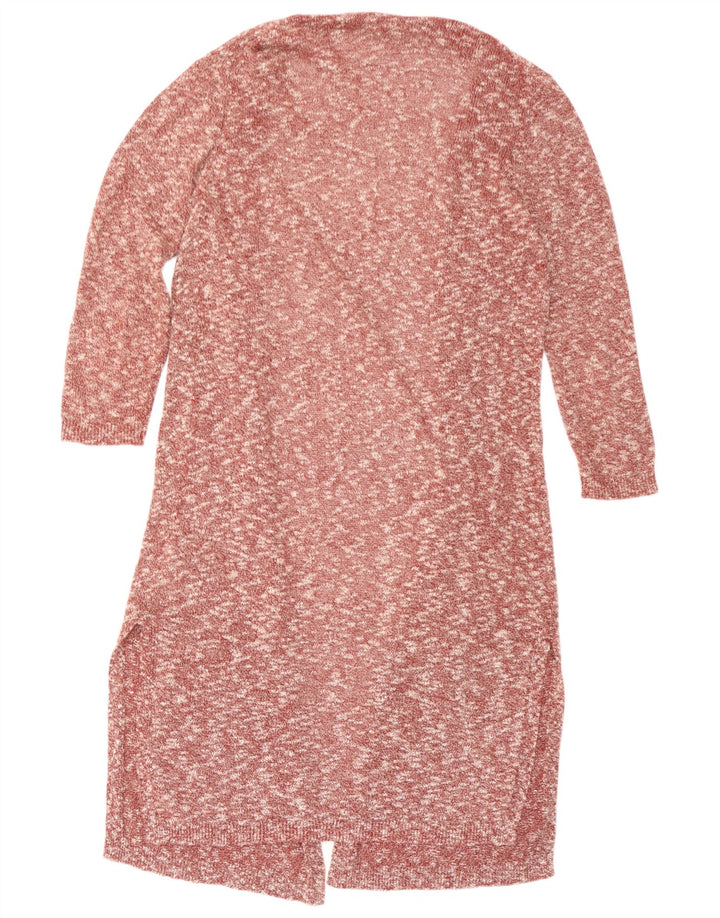 Suéter cardigã feminino Longline Massimo Dutti Reino Unido 14 médio vermelho manchado