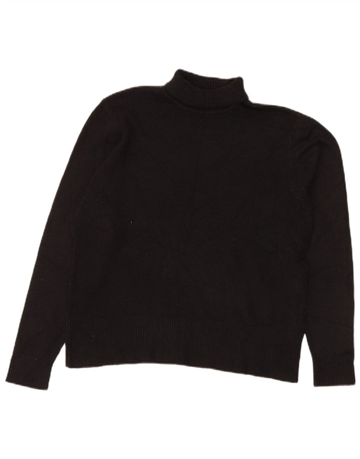 Suéter feminino Essentials com gola redonda Reino Unido 14 acrílico preto médio