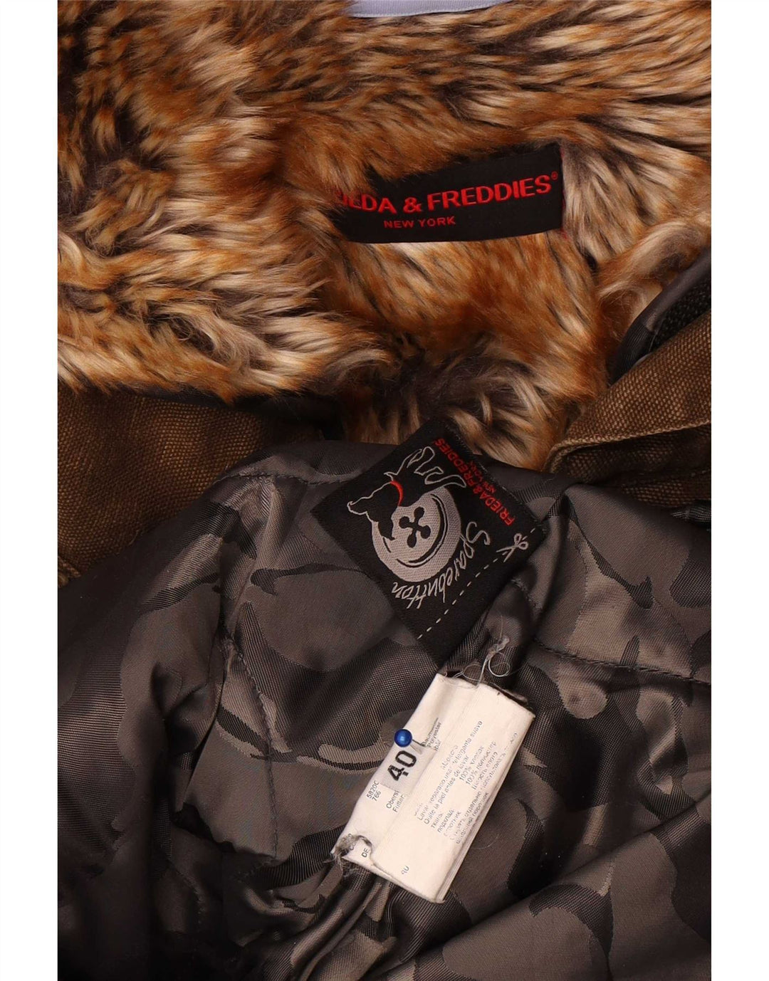 Jaqueta parka feminina com capuz Frieda & Freddies EU 40 algodão cáqui médio