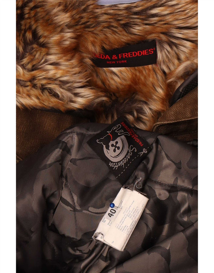Jaqueta parka feminina com capuz Frieda & Freddies EU 40 algodão cáqui médio
